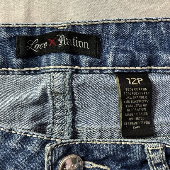 Love Nation Jeans Women's 12P Blue Denim Bootcut Pocket Flap Wings Western Rock - Picture 3 of 10